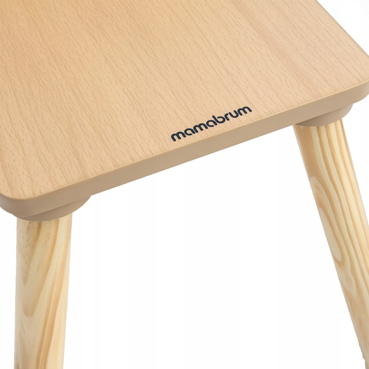 Drewniany stolik ze schowkiem i 2 krzesełka Zestaw dla dzieci Uroczy