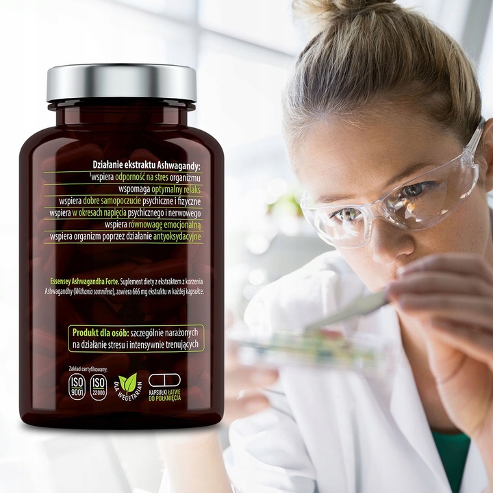 ASHWAGANDHA FORTE 666mg Mocny Ekstrakt Stres Sen Relaks Ashwaganda Korzeń