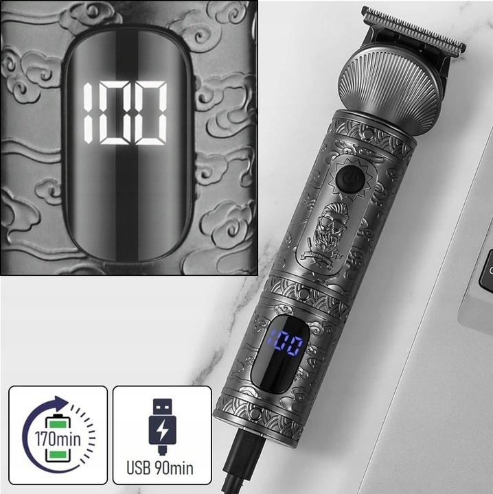 WIELOFUNKCYJNY TRYMER GOLARKA MASZYNKA DO STRZYŻENIA LCD XXL USB 16W1