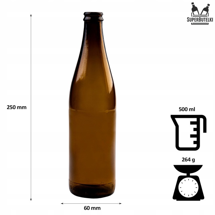 50x BUTELKA SZKLANA na PIWO 500 ml BRĄZOWA 0,5 L BUTELKI SZKLANE DO PIWA