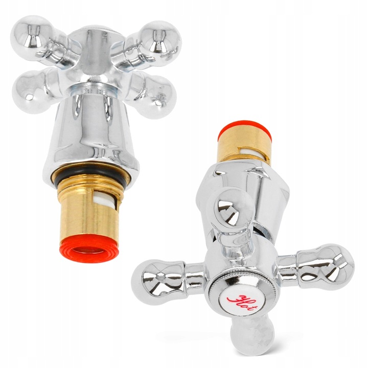 2X POKRĘTŁO KUREK UCHWYT BATERII KRANU RETRO POKRĘTŁA GŁOWICE