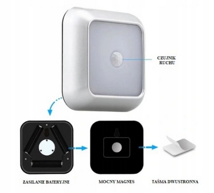 LAMPKA LAMPA LED NA BATERIE CZUJNIK RUCHU CZUJNIK ZMIERZCHU 6LED FHBABYLAND