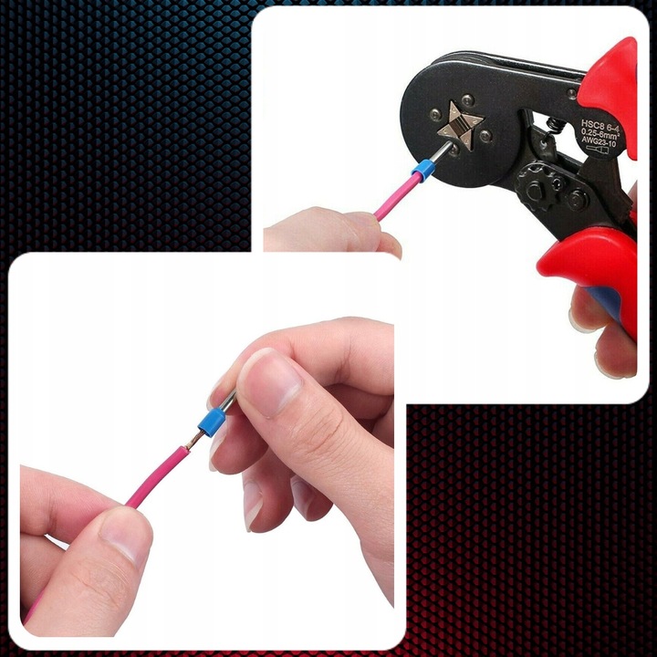 ZACISKARKA DO KONEKTORÓW DO TULEJEK PRASA PRASKA SZCZYPCE + 1200 TULEJEK