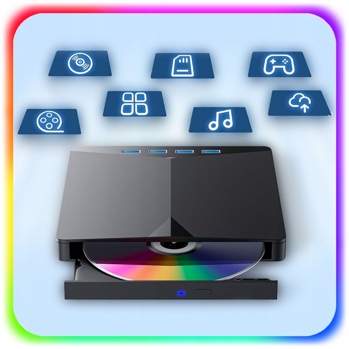 NAPĘD ZEWNĘTRZNY CD DVD ODTWARZACZ PŁYT PRZENOŚNY NAGRYWARKA HUB USB-C 3.0