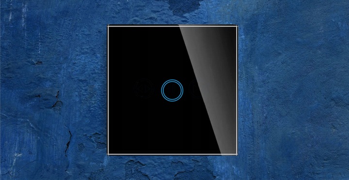 WŁĄCZNIK ŚWIATŁA SZKLANY DOTYKOWY POJEDYNCZY CZARNY WIFI TUYA LED SZKŁO