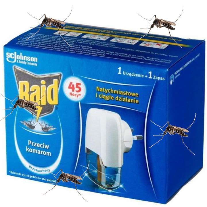 RAID URZĄDZENIE PRZECIW KOMAROM + 3X ZAPAS KOMARY RAID DO KONTAKTU 135