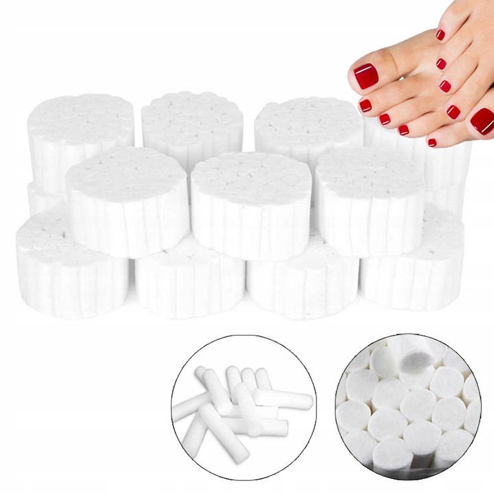 1000x Separator Do Paznokci Wałeczek Wałek Bawełniany Wata Celuloza 8mm