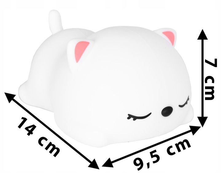 LAMPKA NOCNA DLA DZIECI KOLOROWA SILIKONOWA KOTEK LED RGB USB 16 KOLORÓW