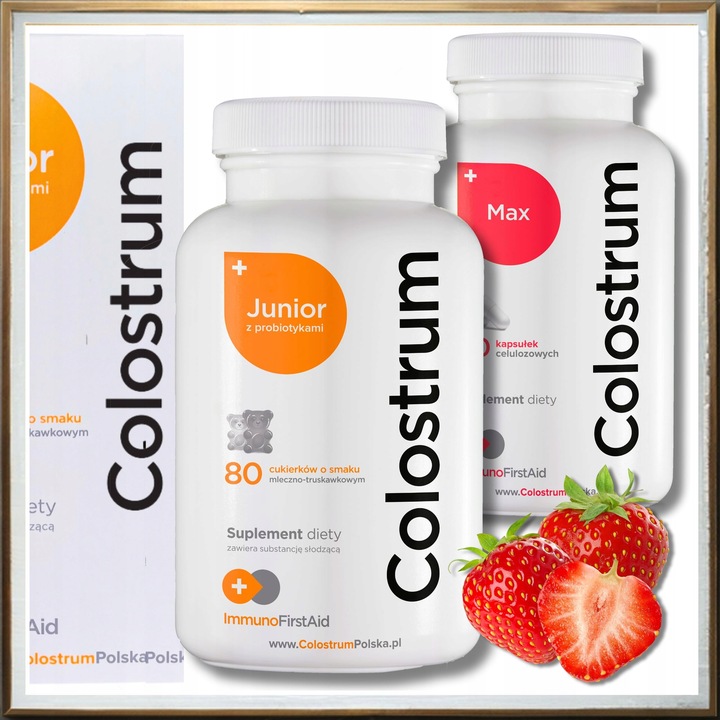 Suplement diety Colostrum JUNIOR plus Colostrum MAX dla dzieci dorosłych
