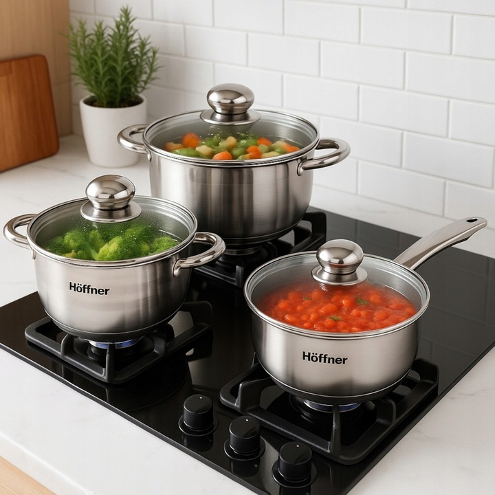 ZESTAW GARNKÓW INDUKCJA / GAZ PATELNIA RONDEL GARNKI STAL NIERDZEWNA