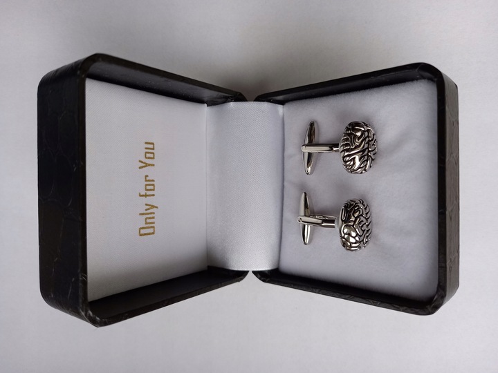 Srebrne spinki do mankietów EXC Mózg Umysł Mensa dla Inteligenta Uczonego