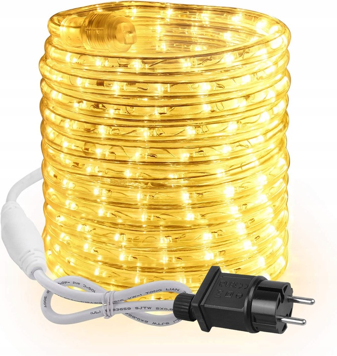 PIĘKNY JASNY WĄŻ ŚWIETLNY Z BROKATEM LED LAMPKI OZDOBNE CHOINKOWE 10M ZEW.