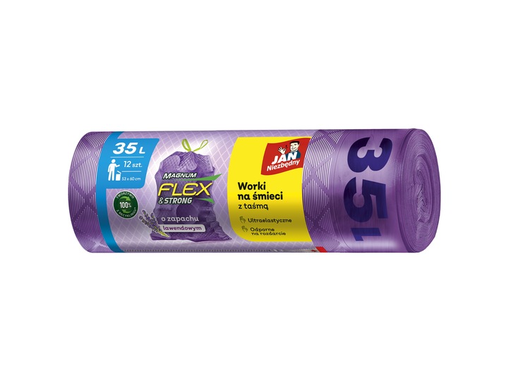 6X WORKI NA ŚMIECI Z TAŚMĄ 35L 6X12 SZT LAWENDOWE MAGNUM FLEX JAN