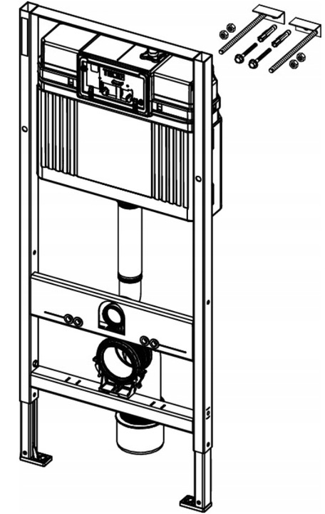 STELAŻ PODTYNKOWY DO WC TOALETY ZE SPŁUCZKĄ TECE BASE 112CM WSPORNIKI