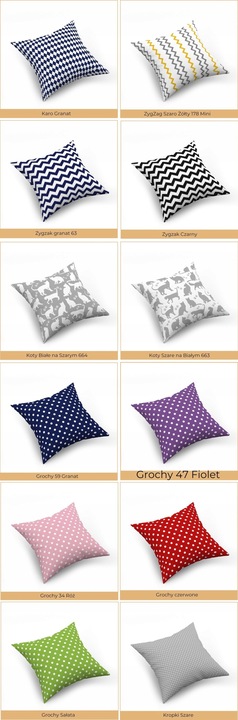 Zestaw 4 poszewek na poduszki, jaśki, 40x40 cm, 100% bawełna, mix