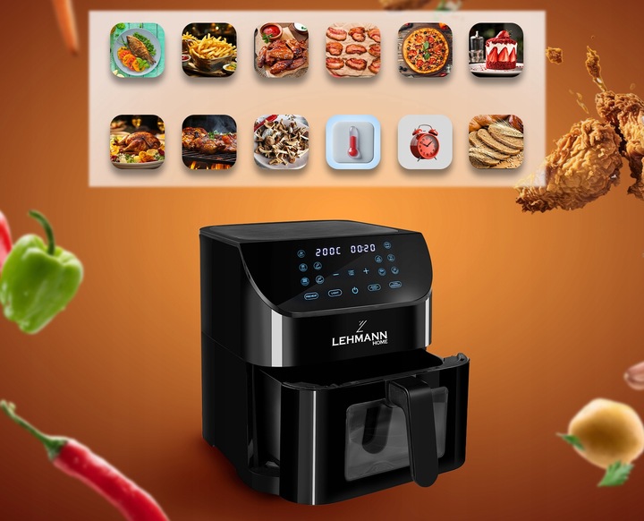 FRYTKOWNICA BEZTŁUSZCZOWA FRYTOWNICA 8L PIEKARNIK AIRFRYER DWUKOMOROWA