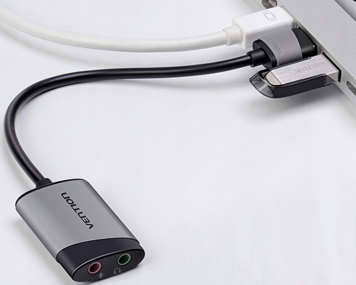 2 x Vention Zewnętrzna Karta Dźwiękowa Adapter USB-A Mikrofon Słuchawki 0,1