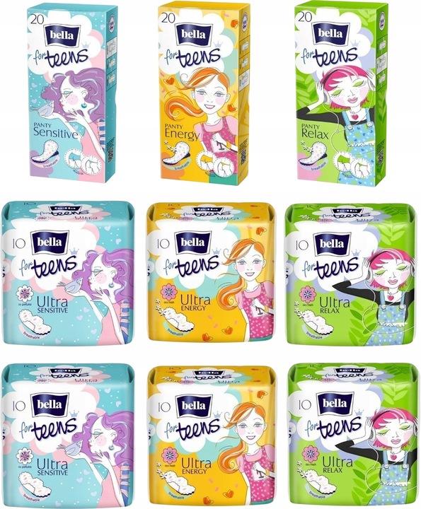 Pakiet Podpaski ze skrzydełkami i wkładki Bella for Teens dla nastolatek