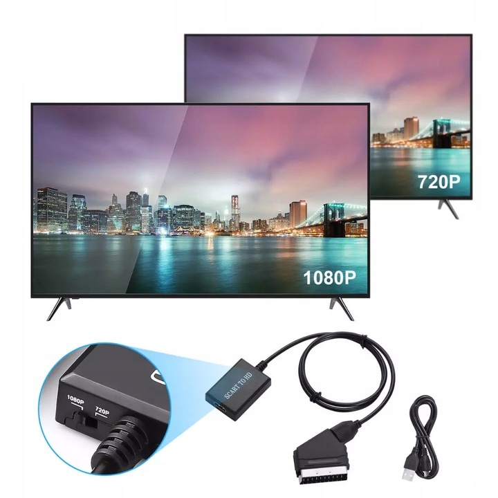 Kabel adapter konwerter z Euro / Scart do HDMI 1080p przejściówka TV