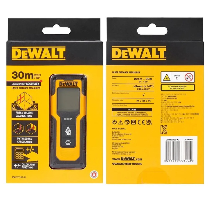 Dalmierz laserowy 30m LCD IP40 DeWALT DWHT77100 / ENERGOTYTAN POLSKA