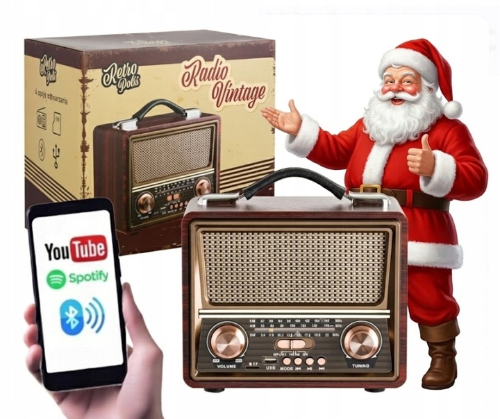 Radio sieciowo-bateryjne AM FM SW Retropolis Seattle Bluetooth USB