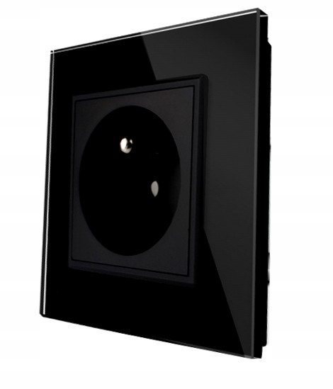 Gniazdo Gniazdko Szklane z Bolcem Czarne Pojedyncze Kontakt Szklany