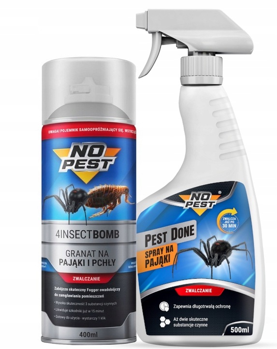 ŚRODEK SPRAY PŁYN + BOMBA DYMNA GRANAT PREPARAT NA PAJĄKI ZESTAW NO PEST
