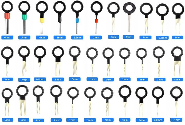 KLUCZE WYJMAKI DO DEMONTAŻU PINÓW KONEKTORÓW RADIA KOSTEK ZESTAW XXL