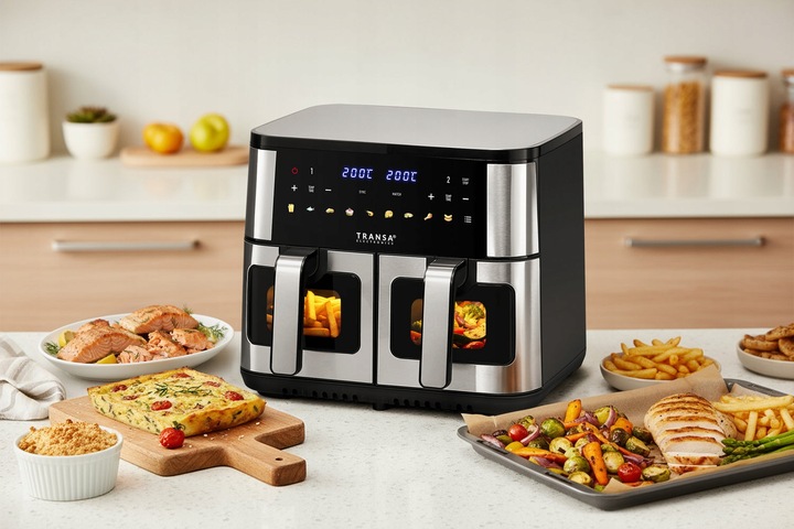 FRYTKOWNICA BEZTŁUSZCZOWA DWUKOMOROWA PODWÓJNA 9 PROGRAMÓW LED 9L