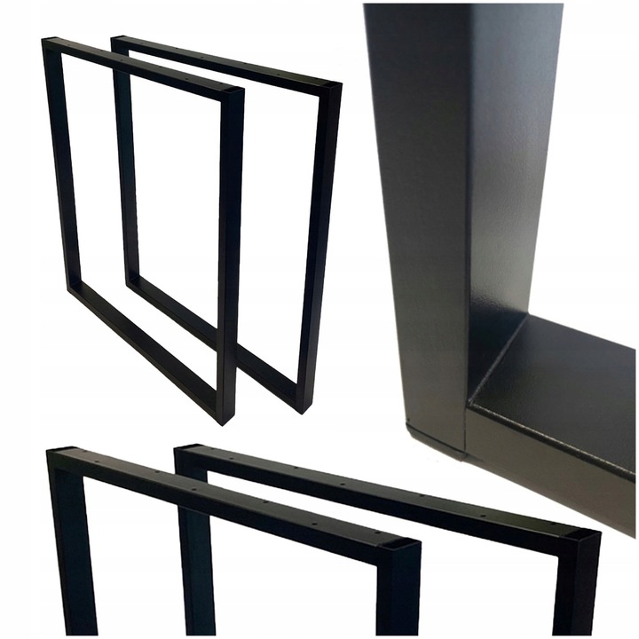 NOGI DO STOŁU BIURKA METALOWE CZARNE 60x72 CM PROFIL 4x2 CM LOFTOWE 2