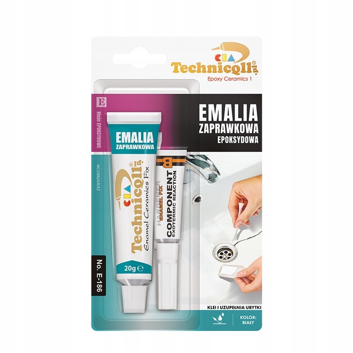 Technicqll Emalia zaprawkowa biała, epoksydowa do emalii, ceramiki 20G+4ML