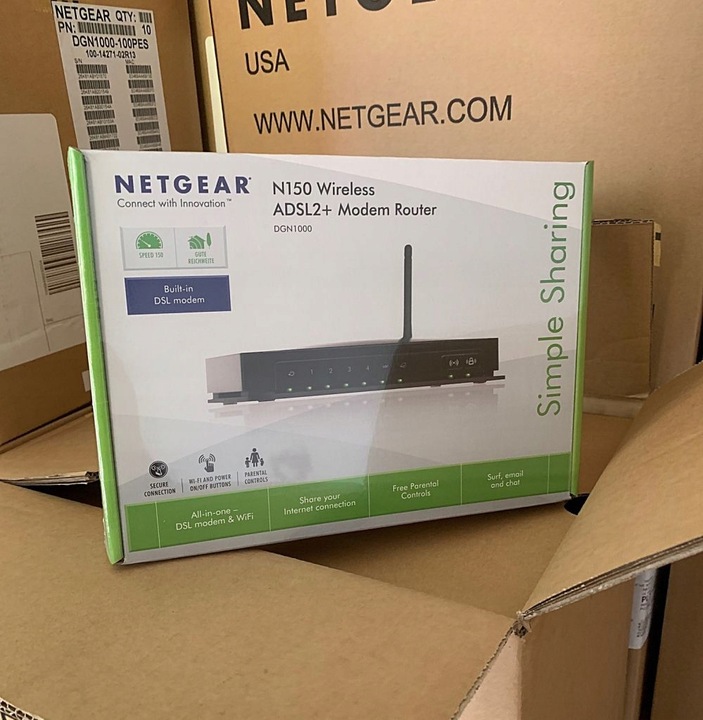 Router ADSL Netgear N150 | DGN1000 | ADSL2+ | Wi-Fi | 4 x Porty Lan