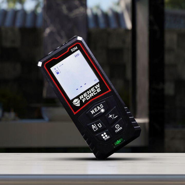 Dalmierz Laserowy MIERNIK ODLEGŁOŚCI Cyfrowy 50M Poziomica ORYGINALNY