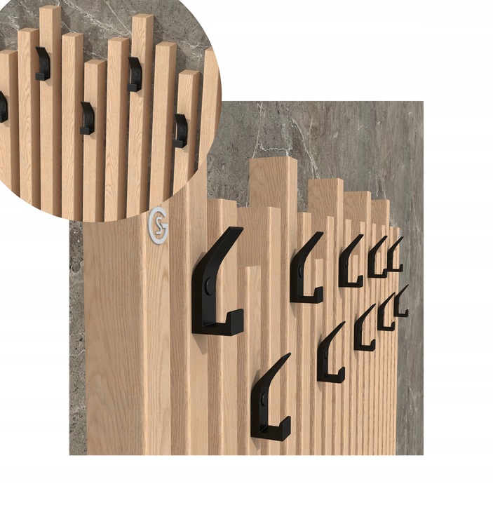 Wieszak ścienny haczyk na ubrania metalowy podwójny CZARNY loft 5 szt.