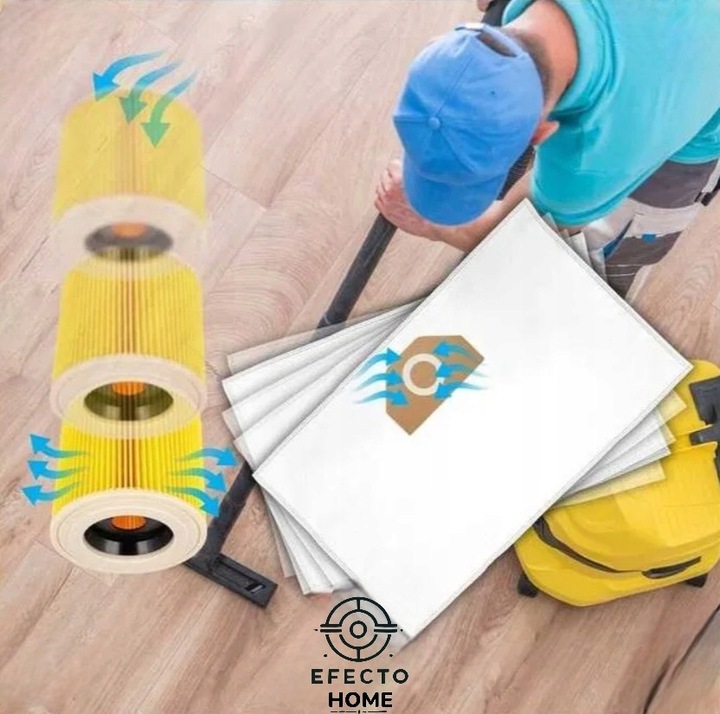 10x Worki do odkurzacza Karcher + Filtr Zamiennik | WD3 WD4 WD5 WD6