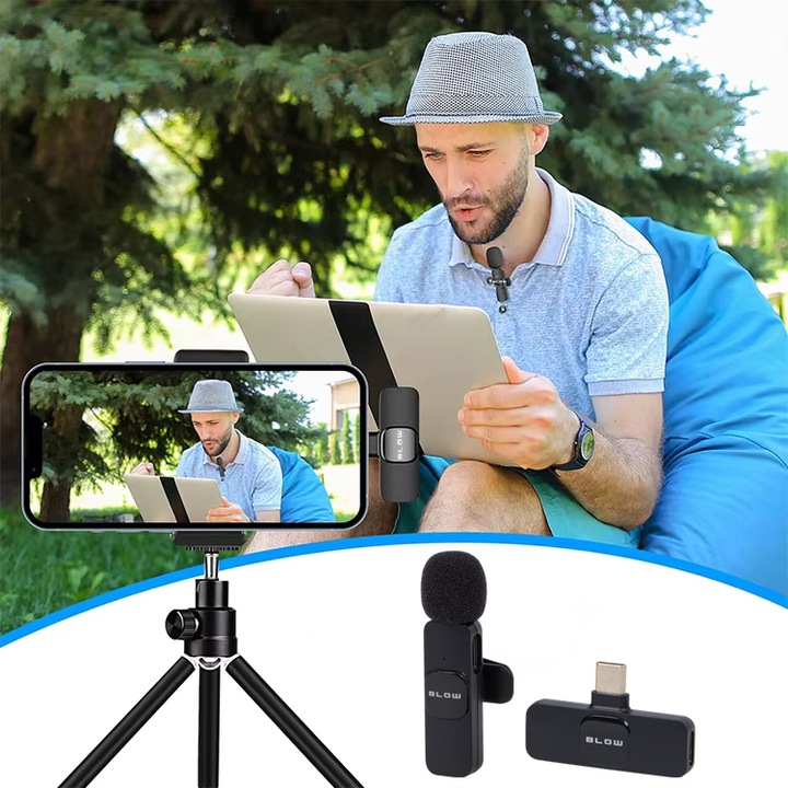 MIKROFON ODBIORNIK BEZPRZEWODOWY KRAWATOWY DO TELEFONU ANDROID WTYK USB-C