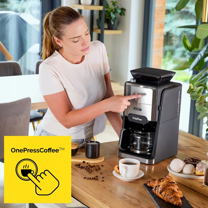 Ekspres przelewowy do kawy z Młynkiem żarnowym Yoer 1520W 1,5L
