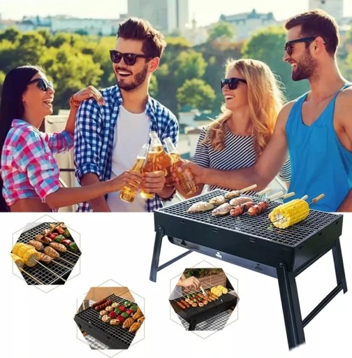 GRILL TURYSTYCZNY PRZENOŚNY WĘGLOWY SKŁADANY BBQ KEMPINGOWY WALIZKA