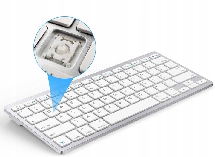 Klawiatura Bezprzewodowa Bluetooth do iPad iMac PS PC Komputera Biała