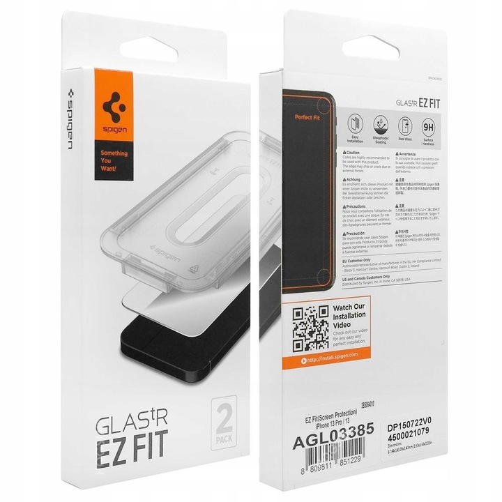 SZKŁO 2szt do Apple iPhone 14 / 13 / 13 Pro SPIGEN EZ FIT + Ramka Aplikator