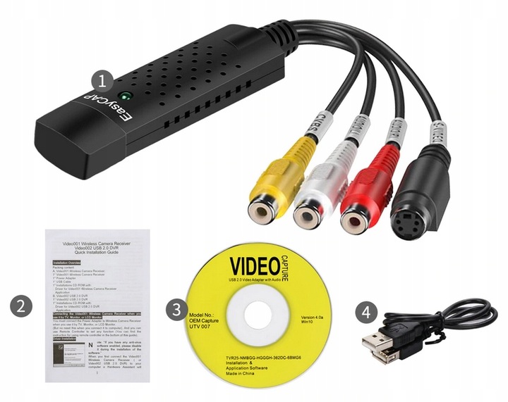 VIDEO GRABBER EASYCAP PRZECHWYT ZGRYWANIE Z kaset VHS NA kamery PC AV USB 3