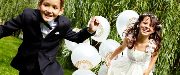 Zestaw balony komunijnych białe IHS Hostia 20szt