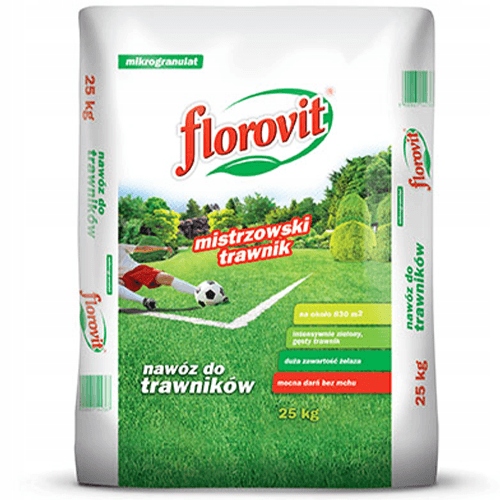 FLOROVIT MISTRZOWSKI TRAWNIK 25KG AZOT ŻELAZO POBUDZA TRAWNIK WIOSNĄ