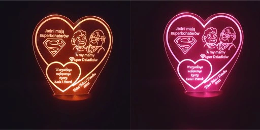 Prezent na Dzień Babci i Dziadka Statuetka dla Dziadków lampka LED + GRAWER