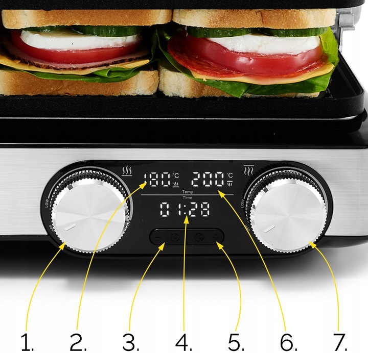 Grill elektryczny Kontaktowy Yoer 2000W +Programator czasu i Temperatury