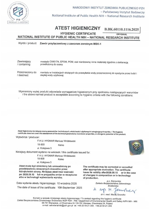 ZAWÓR PRZYŁĄCZE DO ZMIĘKCZACZA WODY BYPASS FI 1" GW CAL MULTIBLOCK SOLIDNY