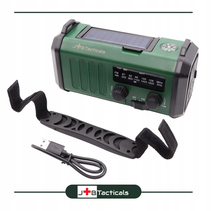 RADIO PRZENOŚNE awaryjne FM/AM SOLARNE z korbką POWERBANK LATARKA