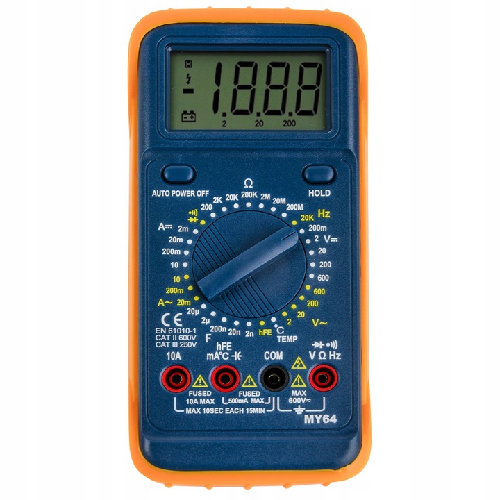 MULTIMETR MIERNIK CYFROWY PRĄDU LCD TEMPERATURY UNIWERSALNY TESTER