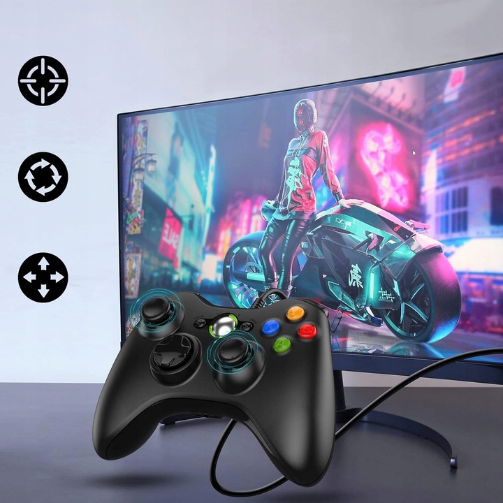 Kontroler USB Gamepad do konsoli Xbox 360/PC Win7, joystick z kablem