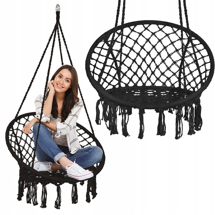 FOTEL WISZĄCY HUŚTAWKA OGRODOWA BOCIANIE GNIAZDO BOHO DO DOMU OGRODU 120CM